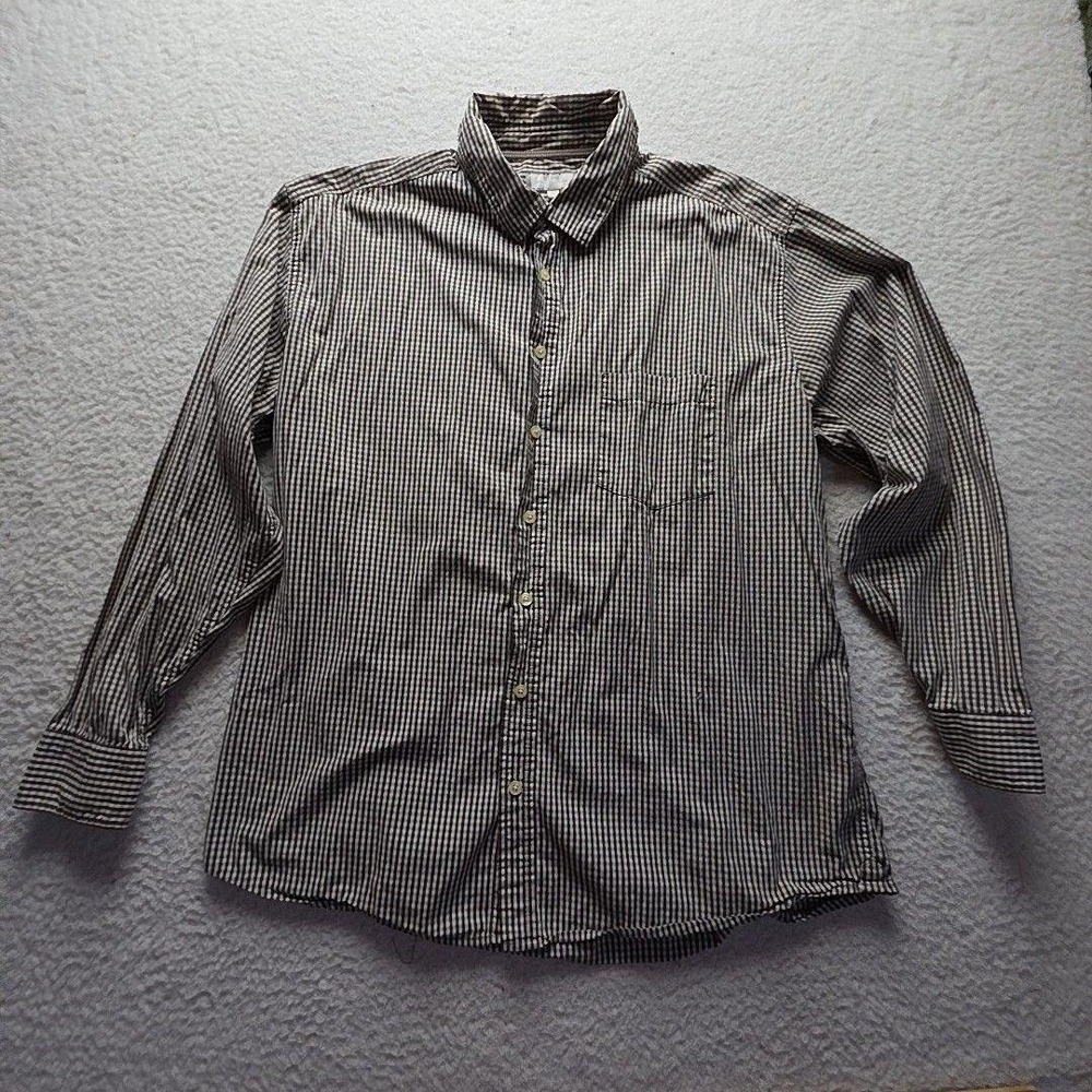Old Navy Shirt Mens XL Gray Check Long Sleeve 100% Cotton Button-Up Casual